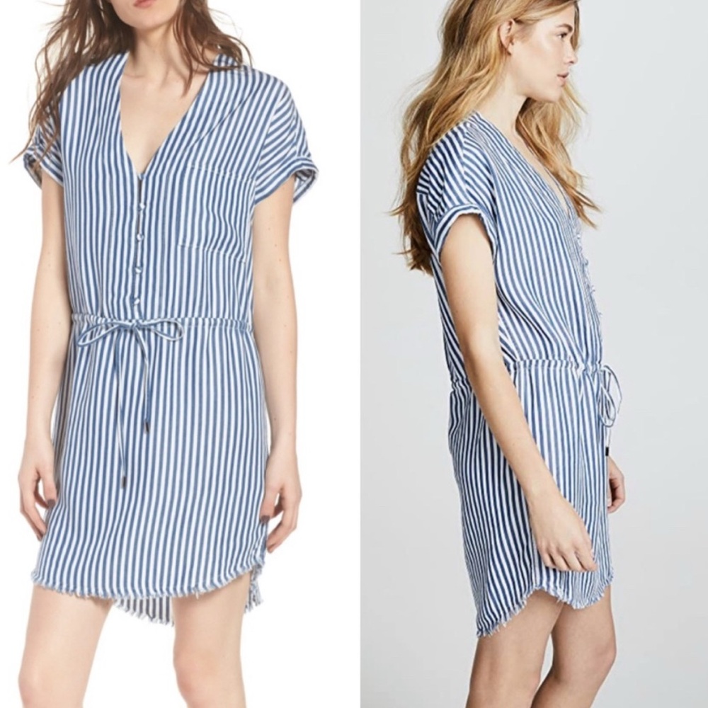 PAIGE Blue and White High-Low Sundress with Dolman Sleeves
